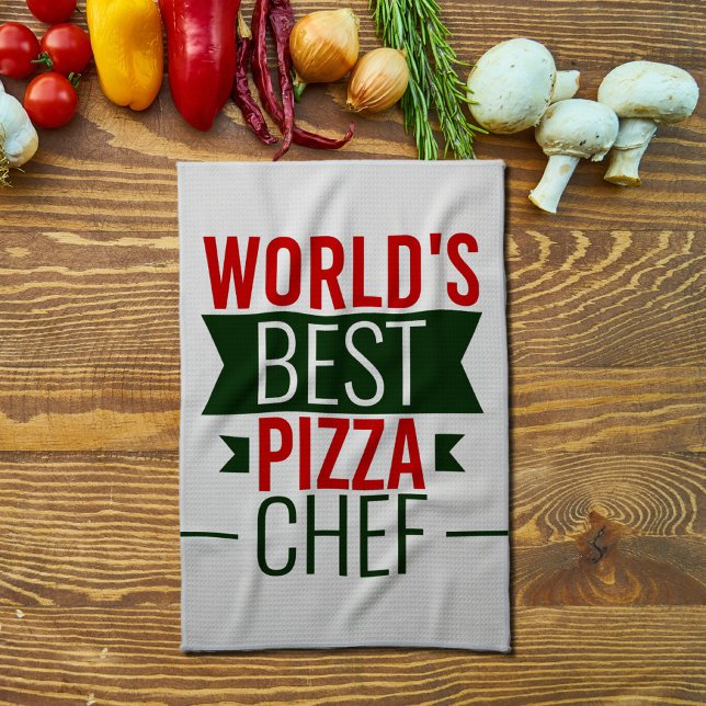 World's Best Pizza  Chef   -  red white green Tea Towel (Creator Uploaded)