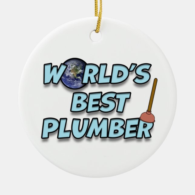 World's best Plumber Ceramic Tree Decoration (Front)