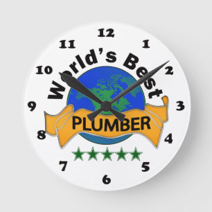 World's Best Plumber Round Clock