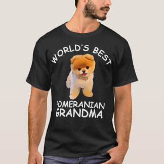 Worlds Best Pomeranian Grandma Funny Granddog Dog T-Shirt