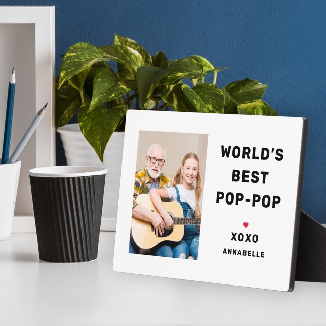 World's Best Pop Pop Personalised Photo Plaque (Creator Uploaded)