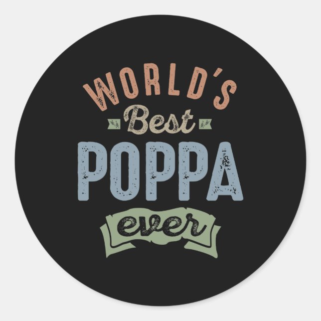 Worlds Best Poppa Classic Round Sticker (Front)