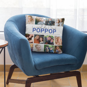 Worlds Best Poppop   Photo Collage Throw Pillow