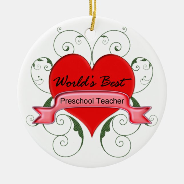 World's Best Preschool Teacher Ceramic Tree Decoration (Front)