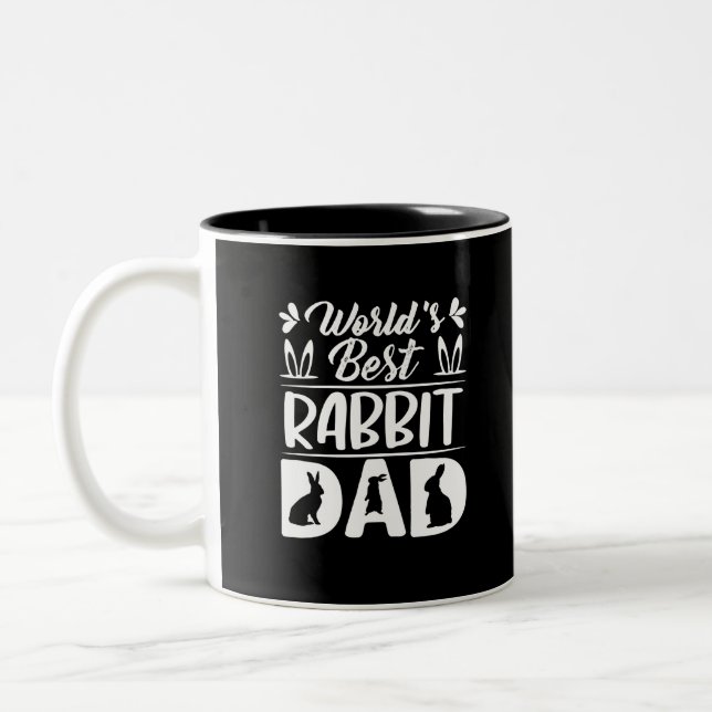 World's Best Rabbit Dad-daughter-mum-bunny dad-fun Two-Tone Coffee Mug (Left)