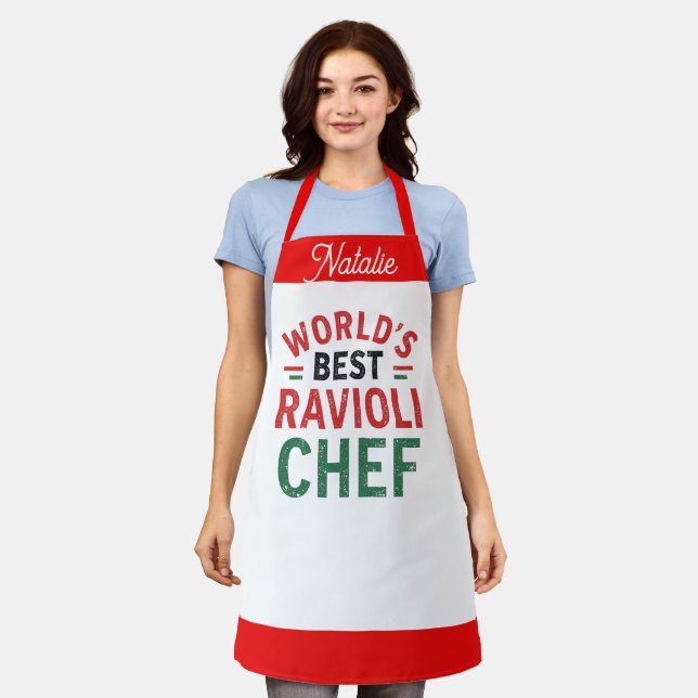 World's Best  Ravioli Chef   -  personalized Apron (Worn)