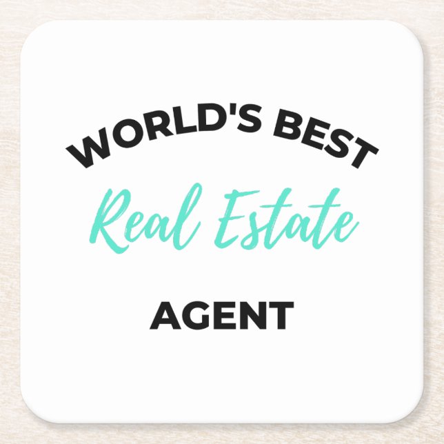 World's Best Real Estate Agent 2 Square Paper Coaster (Front)