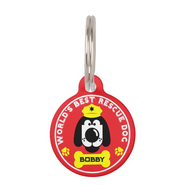 World's Best Rescue Dog Pet Tag (Front)