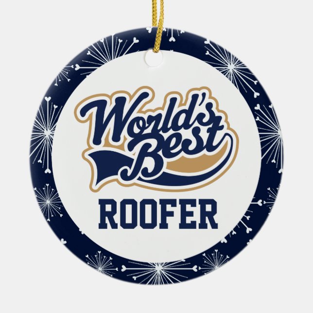 Worlds Best Roofer Gift Ceramic Tree Decoration (Front)
