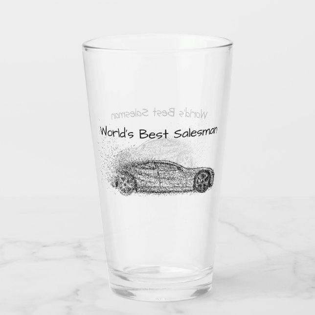 World's Best Salesman Graphic Art Sports Car Glass (Back)