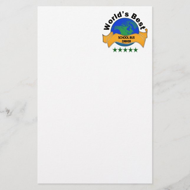 World's Best School Bus Driver Stationery (Front)