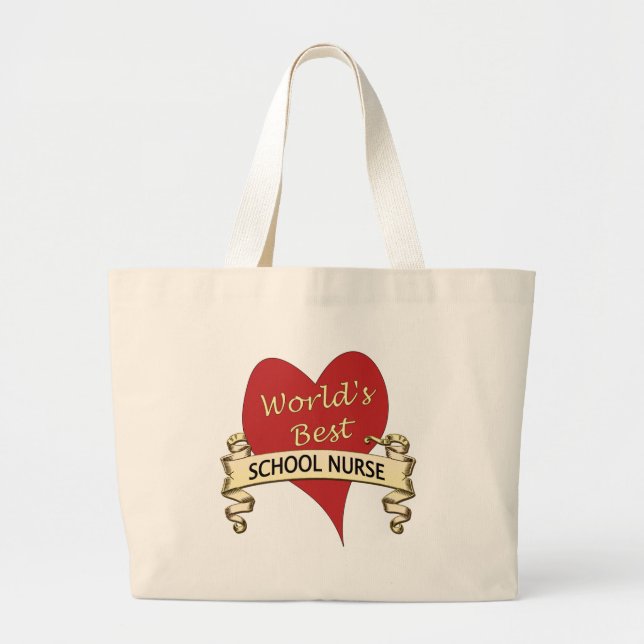 World's Best School Nurse Large Tote Bag (Front)