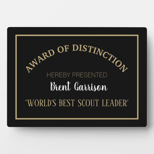 World's Best Scout Leader Award tabletop Plaque (Front)