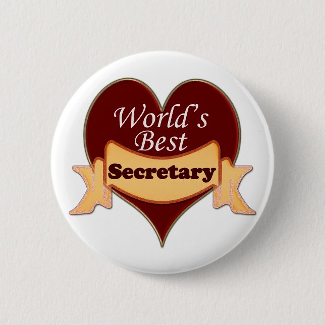 World's Best Secretary 6 Cm Round Badge (Front)