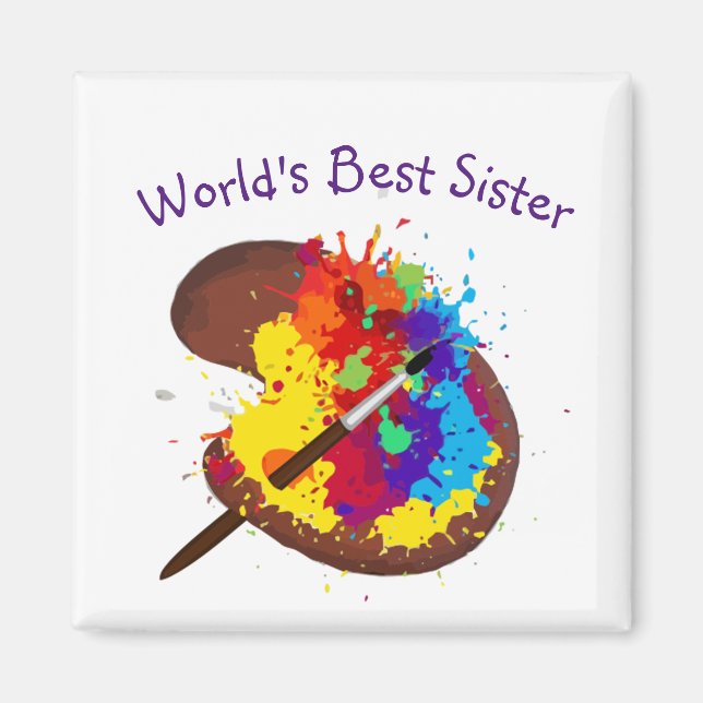 World's Best Sister Cute Artist Palette quote Magnet (Front)