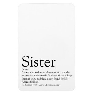 World's Best Sister Definition Black and White Magnet