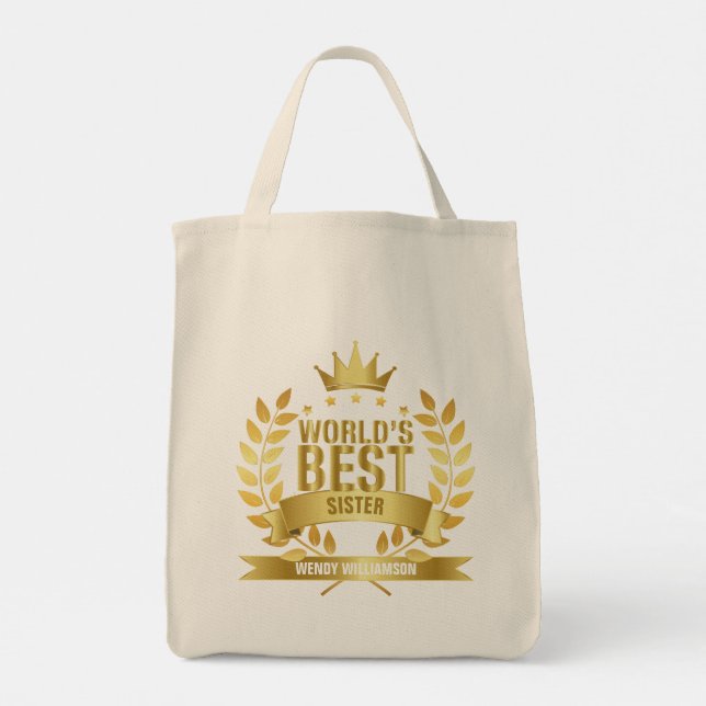 World's Best Sister Gold Tote Bag (Back)
