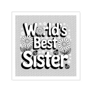 World's Best Sister Graphic: Retro Daisy & Ladybug Self-inking Stamp