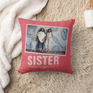 World's Best Sister   Modern Photo Collage Cushion