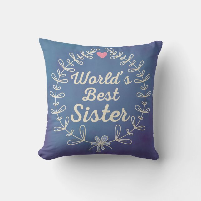 World's Best Sister Wreath Pillow Gift (Front)
