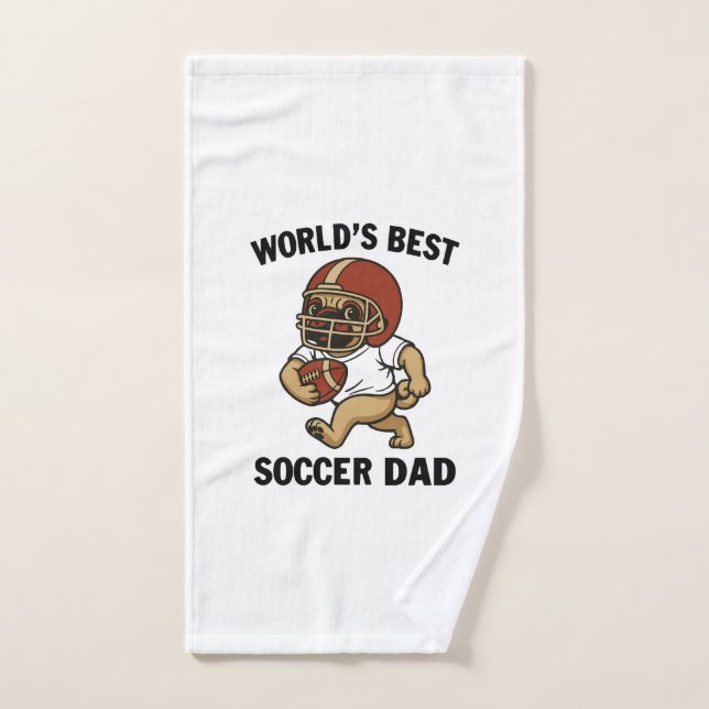 World's Best Soccer Dad - Pug player Hand Towel (Hand Towel)