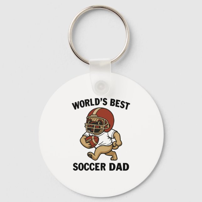 World's Best Soccer Dad - Pug player Key Ring (Front)