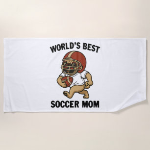 WORLD'S BEST SOCCER MOM - PUG PLAYER BEACH TOWEL