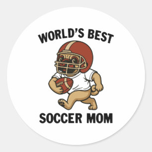 WORLD'S BEST SOCCER MOM - PUG PLAYER CLASSIC ROUND STICKER