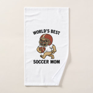 WORLD'S BEST SOCCER MOM - PUG PLAYER HAND TOWEL