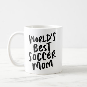 World's best soccer mum cool trendy black type coffee mug
