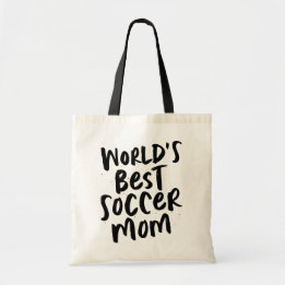 World's best soccer mum trendy black type tote bag