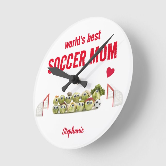 World's best soccer mum trendy funny wall clock (Angle)