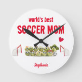 World's best soccer mum trendy funny wall clock (Front)
