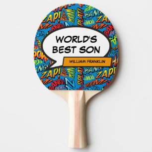World's Best Son Cool Funny Comic Book Modern Ping Pong Paddle