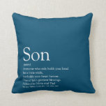 World's Best Son Definition Modern Blue Cushion<br><div class="desc">Personalise for your special son or hijo to create a unique gift. A perfect way to show him how amazing he is every day. Designed by Thisisnotme©</div>