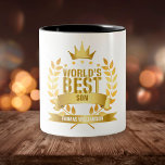 World's Best Son Fun Gold Two-Tone Coffee Mug<br><div class="desc">The perfect gift for the world's best son. Personalise the name to create a unique gift. A perfect way to show him how amazing he is every day. Designed by Thisisnotme©</div>