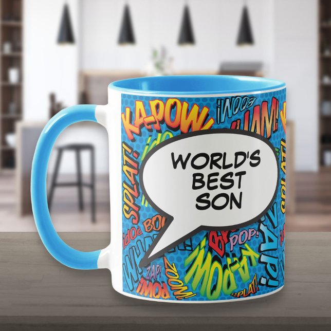 World's Best Son Fun Retro Comic Book Blue Mug (World's Best Son Fun Retro Comic Book Blue Mug)