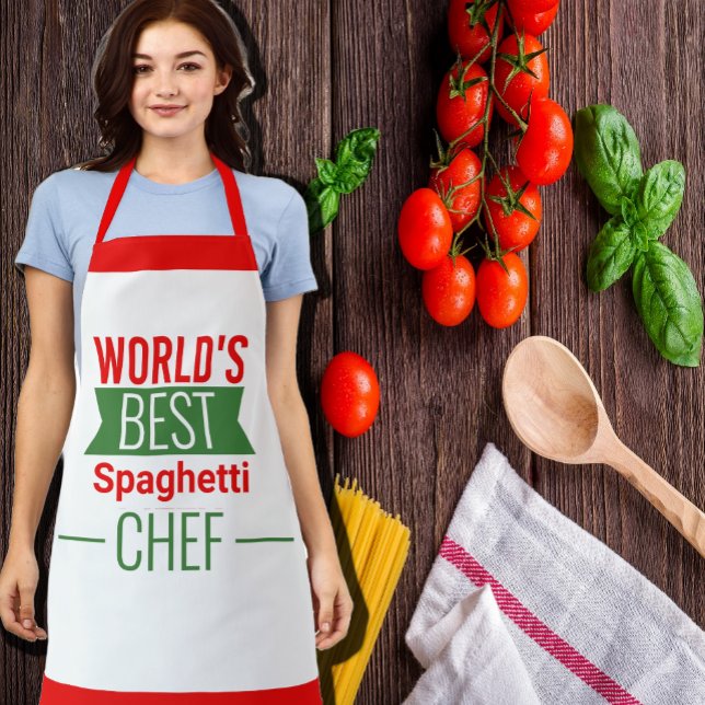 World's Best Spaghetti   Chef   -  red white green Apron (Creator Uploaded)