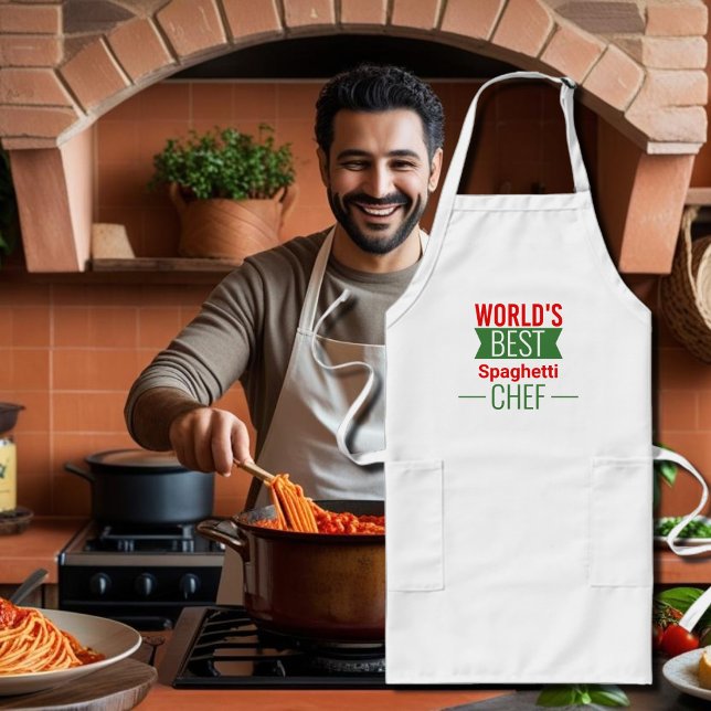 World's Best Spaghetti   Chef   -  red white green Long Apron (Creator Uploaded)