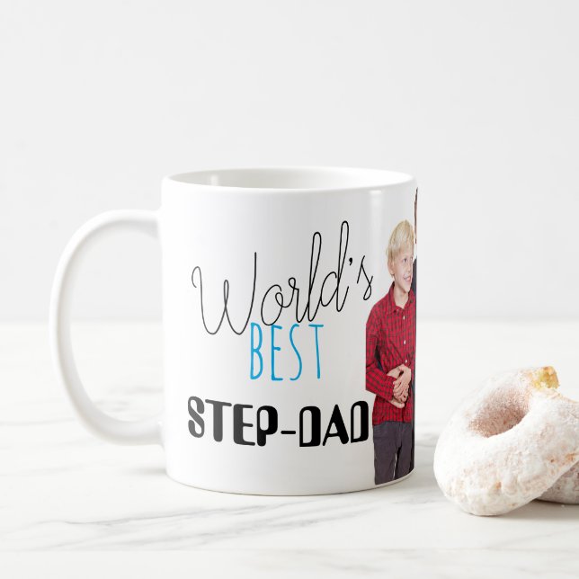 World's best Step-dad-Custom  Photo   Coffee Mug (With Donut)