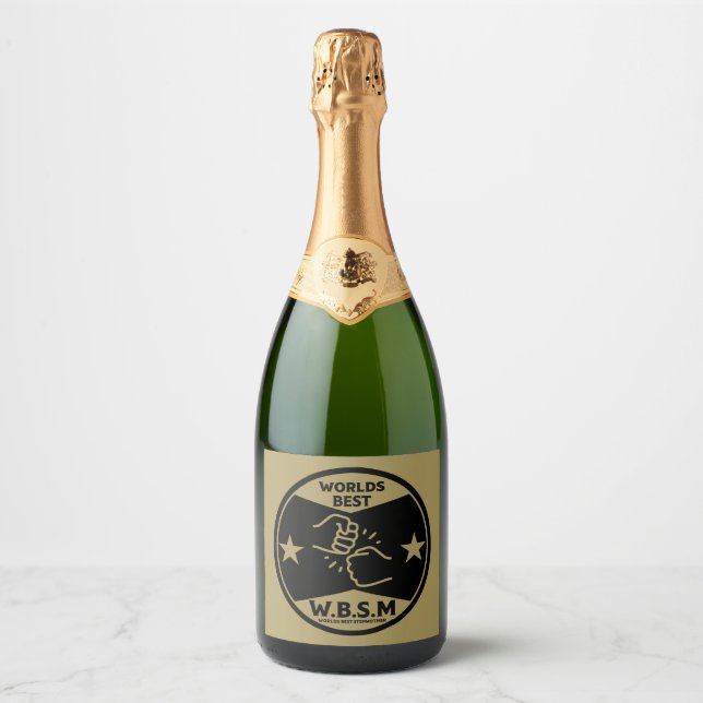 WORLDS BEST STEP MOTHER SPARKLING WINE LABEL (Front)