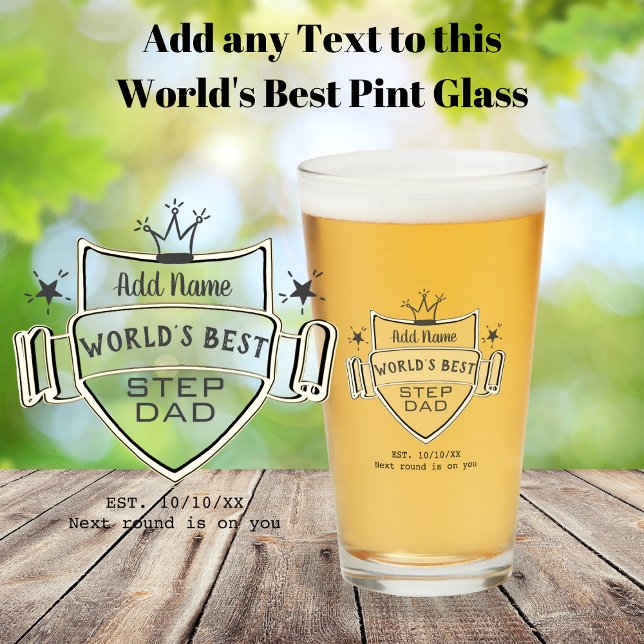 Worlds BEST STEPDAD - Personalized BEER PINT GLASS (Creator Uploaded)