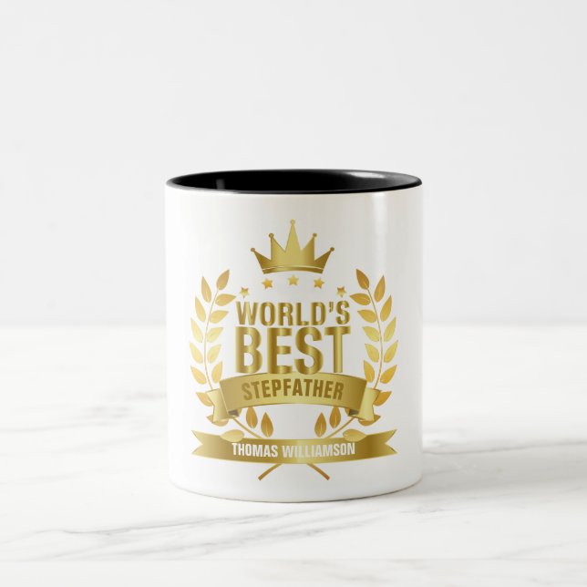 World's Best Stepfather Stepdad Bonus Dad Two-Tone Coffee Mug (Center)