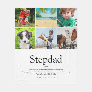 World's Best Stepfather Stepdad Definition 6 Photo Fleece Blanket