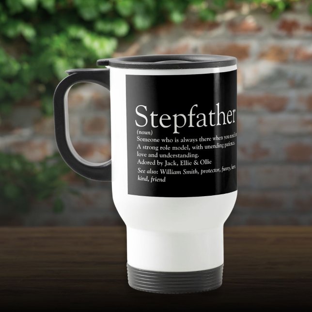 World's Best Stepfather Stepdad Definition Black Travel Mug (World's Best Stepfather Stepdad Definition Black Travel Mug)