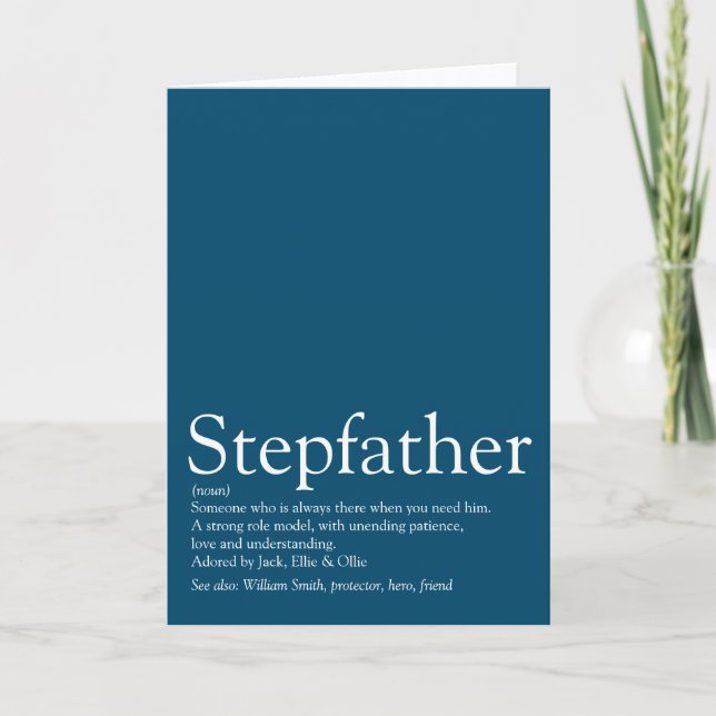 World's Best Stepfather, Stepdad Definition Blue Card (Front)