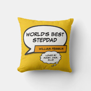 World's Best Stepfather Stepdad Fun Superhero Cushion