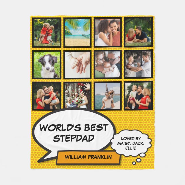World's Best Stepfather Stepdad Photo Fun Modern Fleece Blanket (Front)