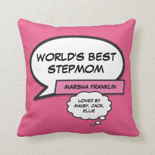 Worlds Best Stepmom Bonus Mum Pink Fun Cushion