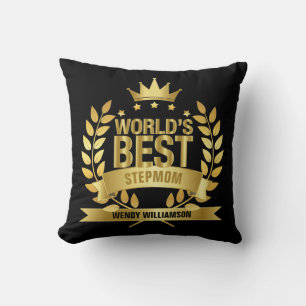 World's Best Stepmom Stepmother Bonus Mum Black Cushion